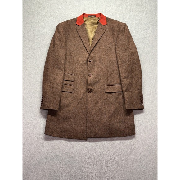 Inserch Other - Inserch Limited Edition Mens XL Brown Herringbone Wool Blend Overcoat Jacket 500